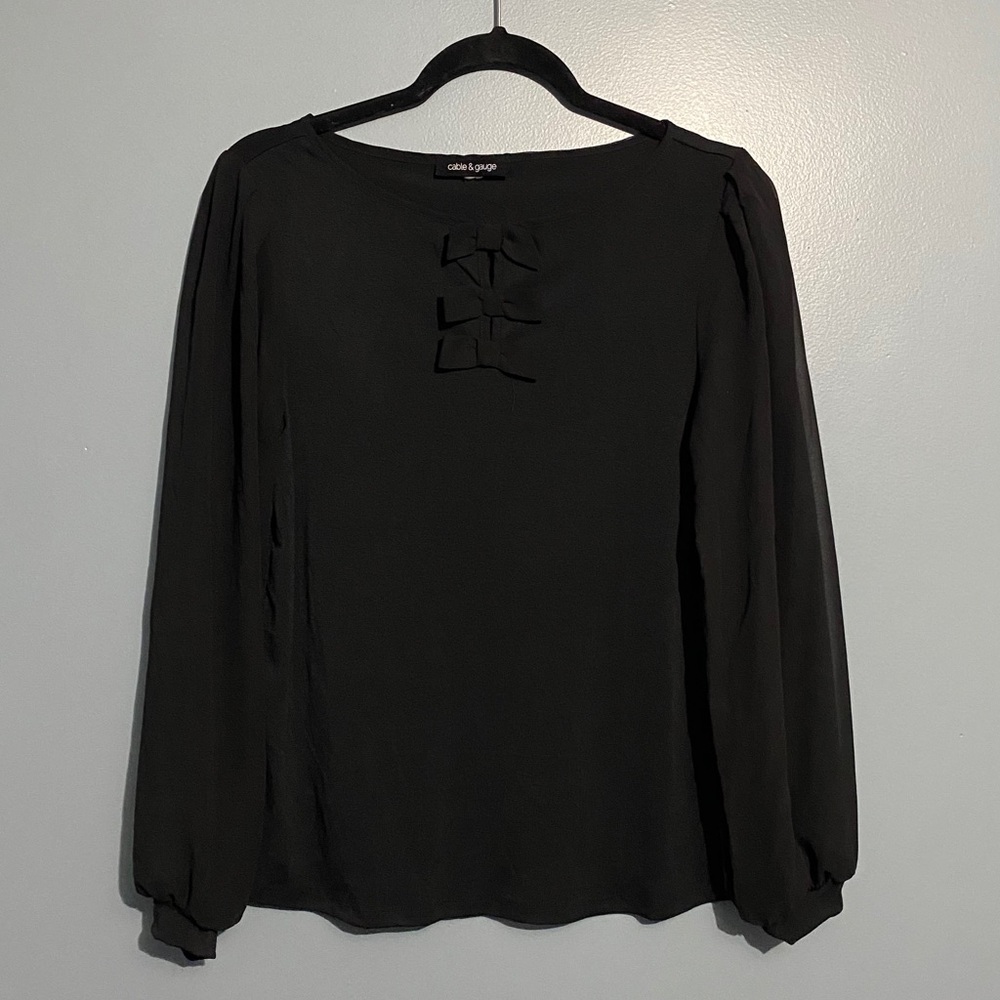 Black long sleeve blouse with bows